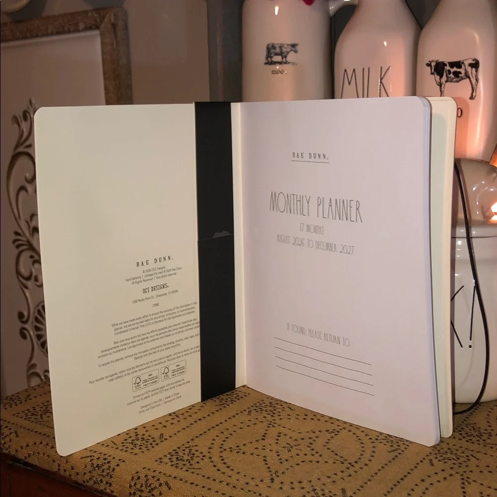 Rae Dunn 2027 PLANNER. 17 Month Planner with Cat On Books